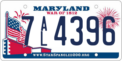 MD license plate 7AL4396