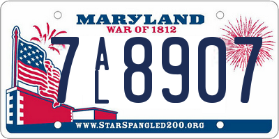 MD license plate 7AL8907