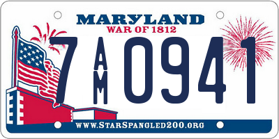 MD license plate 7AM0941