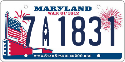 MD license plate 7AM1831