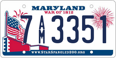 MD license plate 7AM3351