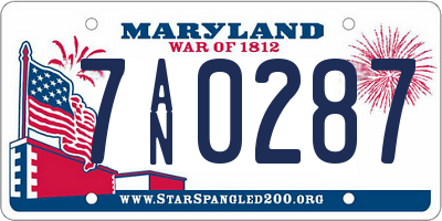 MD license plate 7AN0287