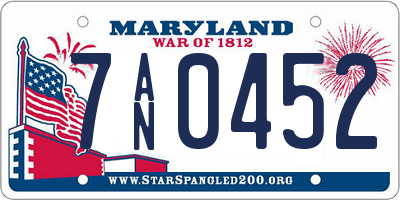 MD license plate 7AN0452
