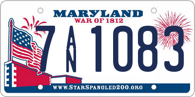 MD license plate 7AN1083