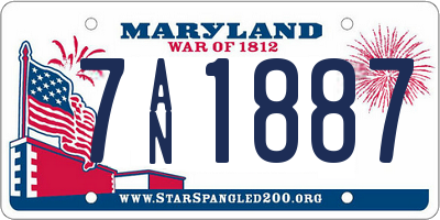 MD license plate 7AN1887