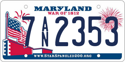 MD license plate 7AN2353