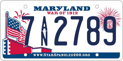 MD license plate 7AN2789