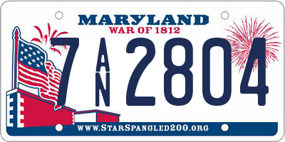 MD license plate 7AN2804