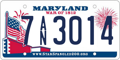 MD license plate 7AN3014