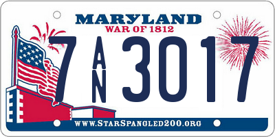 MD license plate 7AN3017