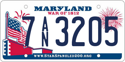 MD license plate 7AN3205