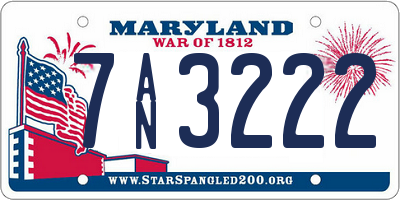MD license plate 7AN3222