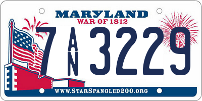 MD license plate 7AN3229
