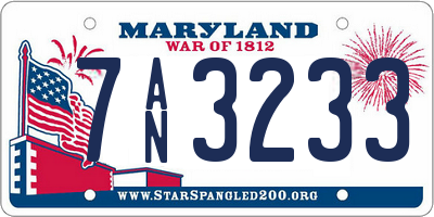 MD license plate 7AN3233