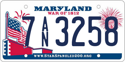 MD license plate 7AN3258