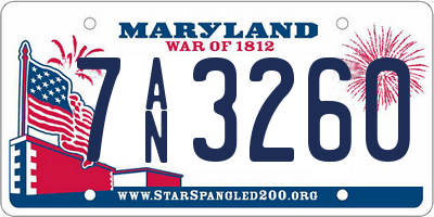 MD license plate 7AN3260