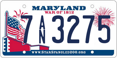 MD license plate 7AN3275