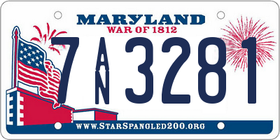 MD license plate 7AN3281