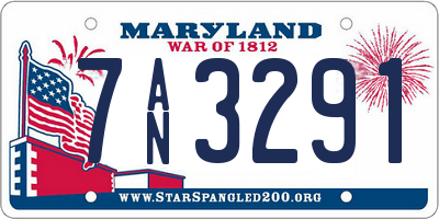 MD license plate 7AN3291