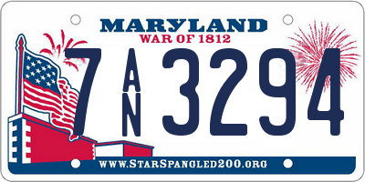 MD license plate 7AN3294