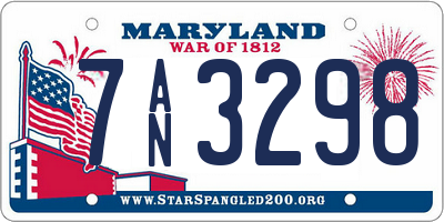 MD license plate 7AN3298