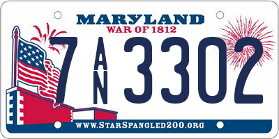 MD license plate 7AN3302