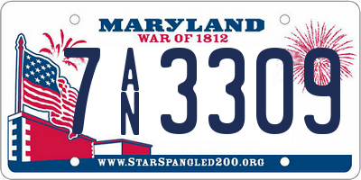 MD license plate 7AN3309