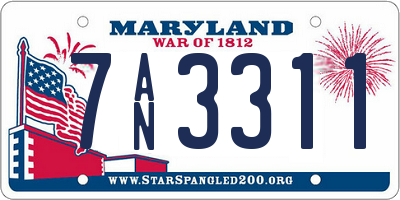 MD license plate 7AN3311
