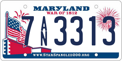 MD license plate 7AN3313