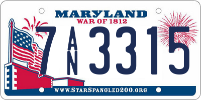 MD license plate 7AN3315
