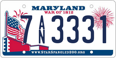 MD license plate 7AN3331