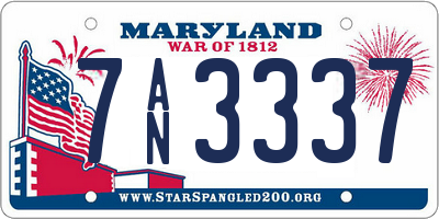 MD license plate 7AN3337