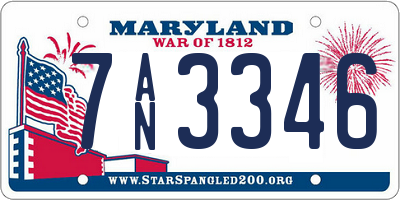 MD license plate 7AN3346