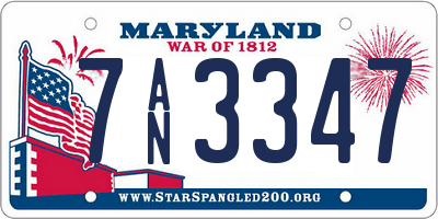MD license plate 7AN3347