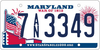 MD license plate 7AN3349