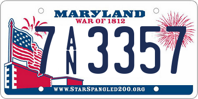 MD license plate 7AN3357