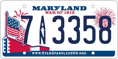 MD license plate 7AN3358