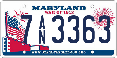 MD license plate 7AN3363