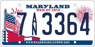 MD license plate 7AN3364