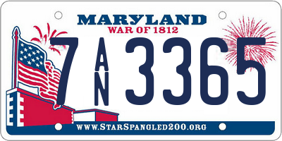 MD license plate 7AN3365