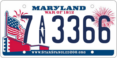 MD license plate 7AN3366