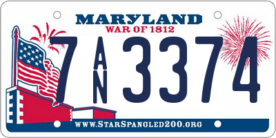 MD license plate 7AN3374