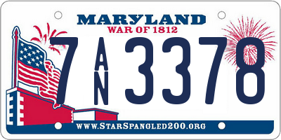 MD license plate 7AN3378
