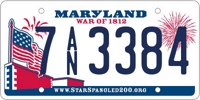 MD license plate 7AN3384