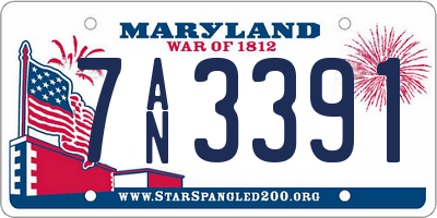 MD license plate 7AN3391