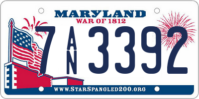 MD license plate 7AN3392
