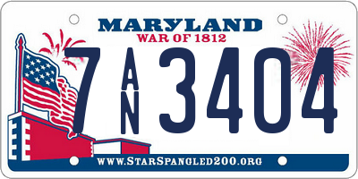 MD license plate 7AN3404