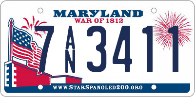 MD license plate 7AN3411
