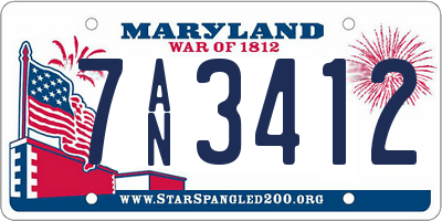 MD license plate 7AN3412