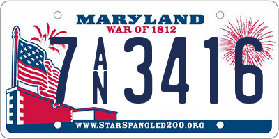MD license plate 7AN3416